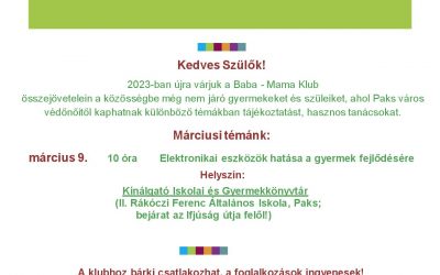 Márciusi Baba-mama klub : Elektronikai eszközök hatása a gyermek fejlődésére