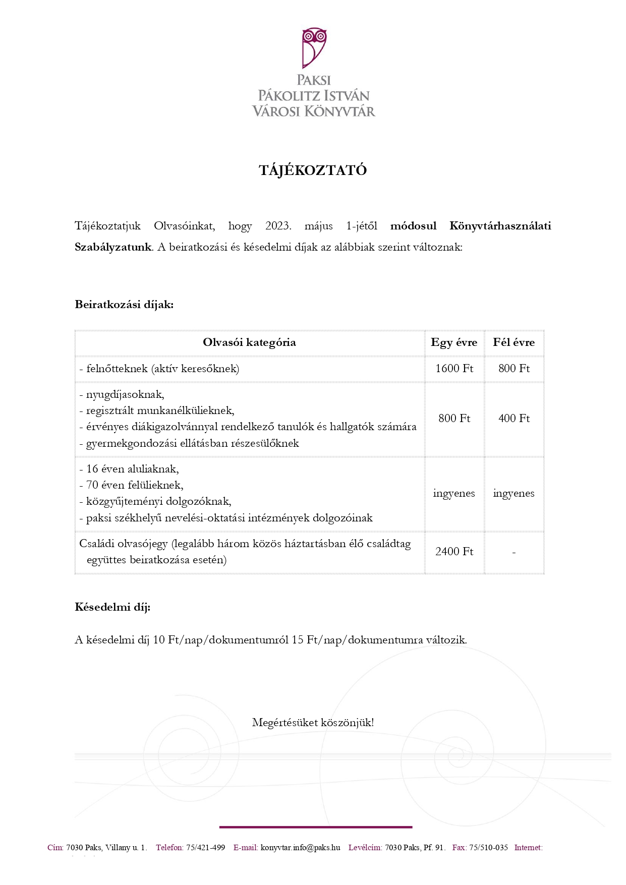 TAJEKOZTATO_Szabalyzatvaltozas